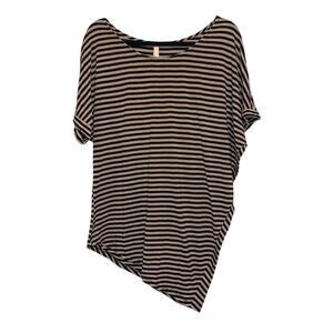 Lani California Striped Asymmetrical Tunic Top Medium Boho Draped